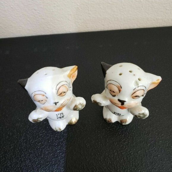 Vintage I'm Salt I'm Pep Bonzo Dog Salt & Pepper Shakers Puppy Anthropomorphic - Picture 3 of 7